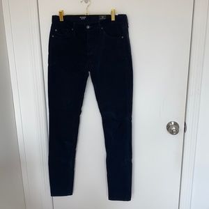 AG denim velvet black skinny jeans